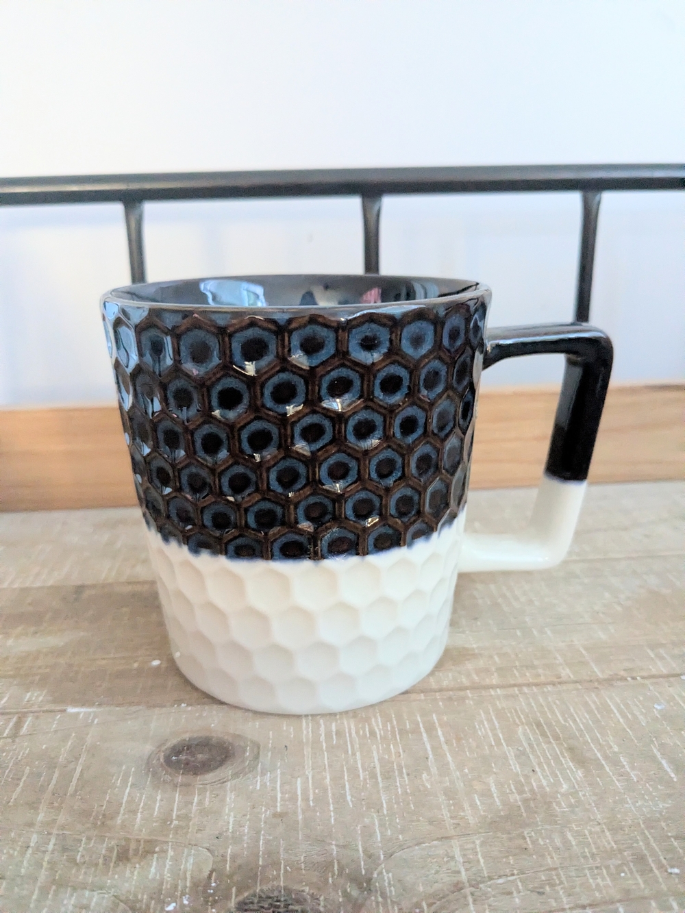 Starbucks Black and White Hexagon Textured Ceramic Mug